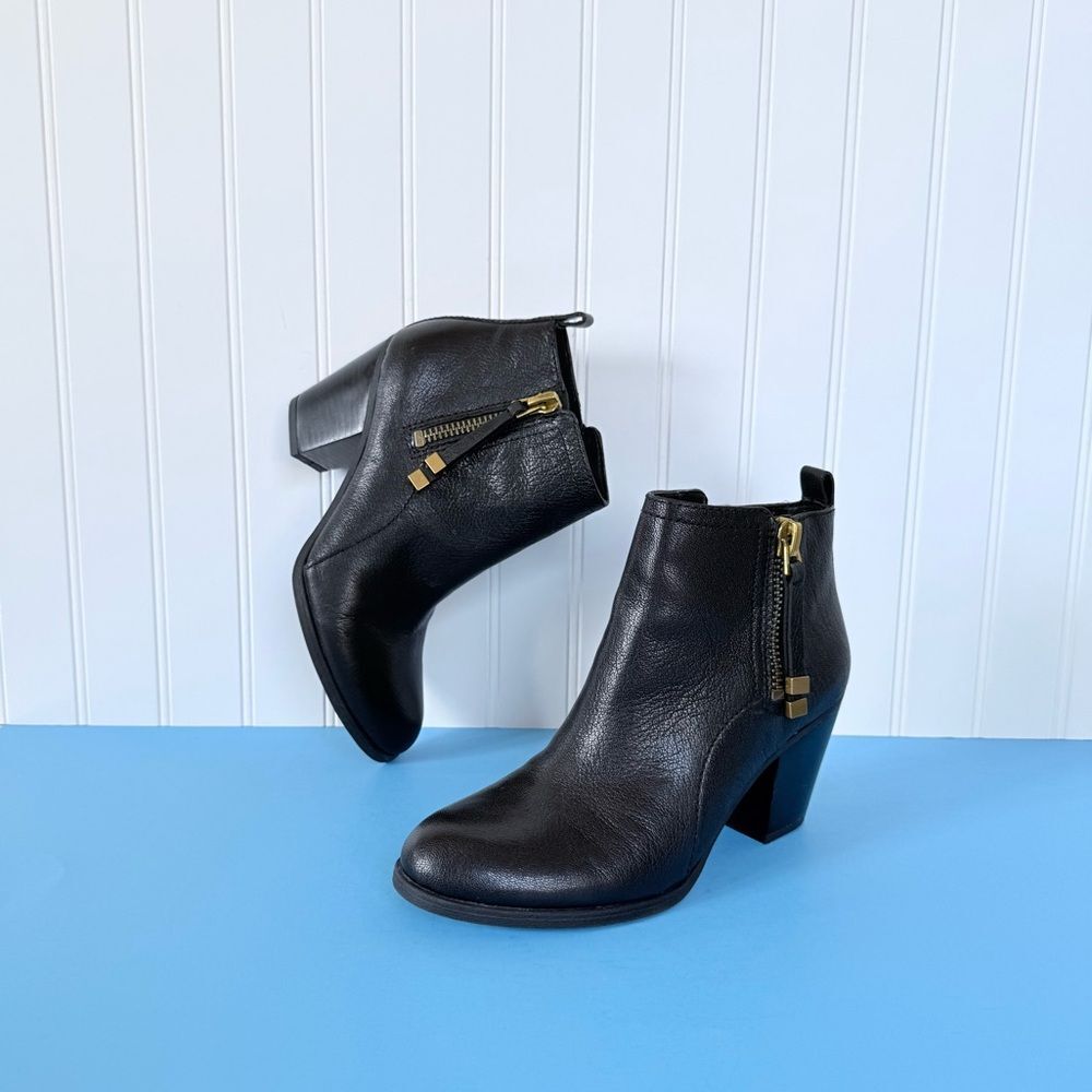 Franco Sarto Diana Dual Side Zip Leather Ankle Booties Size 7M - Picture 6 of 17